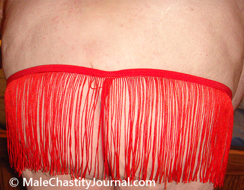 Red fringe male g-string